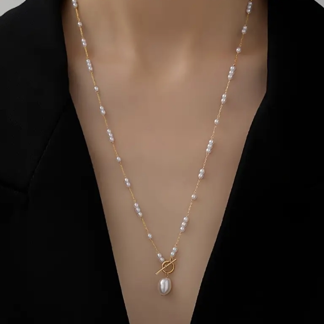 18 Kt Gold Over Titanium Pearl Necklace